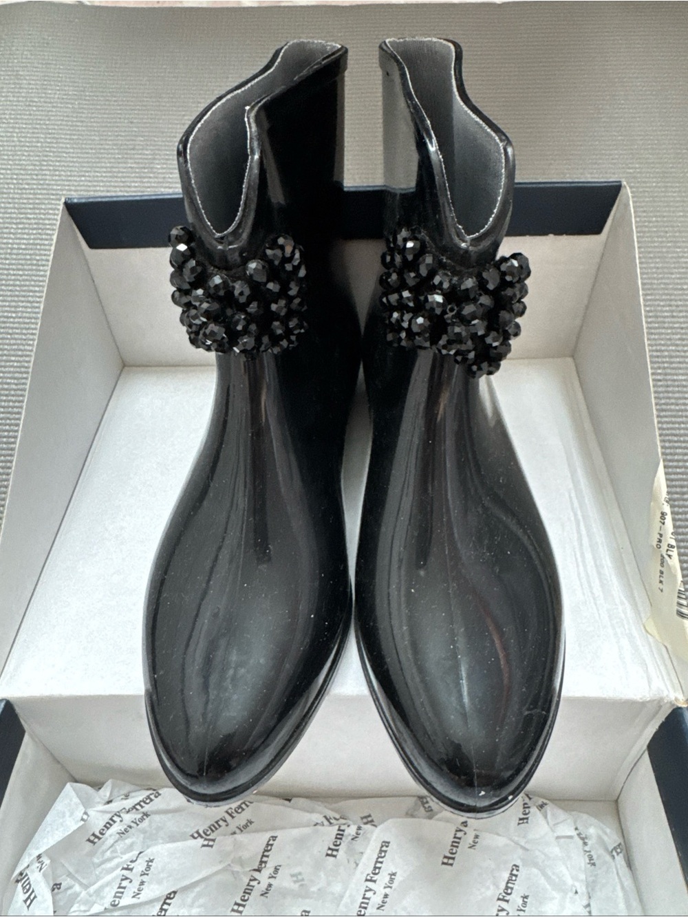 Henry Ferrera New York Professor 200 Black Bow Rain Boots Size 7- Barely Used